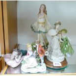 Mixed collection of items to include: ceramic and resin lady and child figures.