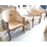 Four Piece Wood & Wicker Conservatory Seats & Table: