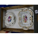 A collection of 19th Century Floral embossed pottery: to include dishes and trays(5)