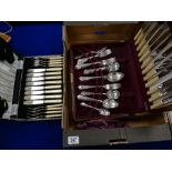 Oak Cased part canteen of cutlery: together with similar case item