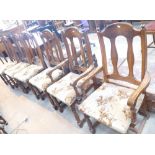 Set of 6 Reproduction Antique Style Dining Chairs: with upholstered seats(6)