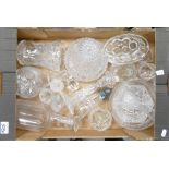 A collection of cut glass crystal items to include: decanter, candlestick, vases,