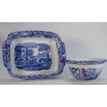 Spode imperial cook ware blue Italian patterned mixing bowl: casserole dish (2)