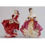 Royal Doulton Lady Figures: Southern Belle HN2229 & Top O The Hill HN1834(2)