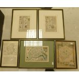 A collection of 19th & later Framed Maps to include: Rutlandshire, Cheshire, Staffordshire,