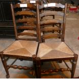 Reproduction Oak Ladder Back Rush Seated Chairs(5):