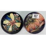 Two Moorcroft Collectors Club Coasters: Patterned Panache 2004 & New Forest 2006(2)