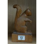 Hand Carved Oak Figure of Squirrel: height 22cm