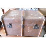 Canvas & Wood Brass Locking Travel Trunk: