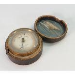 Negretti & Zambra Gentleman's brass pocket barometer in case: Late 19th century.