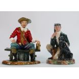 Studio Pottery figure Dartagnon: by Reg Johnson ( cracked) together with Royal Doulton The Game