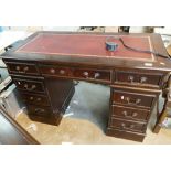 Reproduction Mahogany Desk: with leather top, width 120cm,