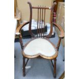 Heart Shaped Edwardian Bedroom Chair: rickety at joints