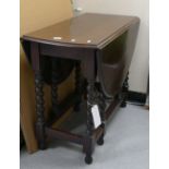 Twisted Oak Gate Leg Table: length 88cm