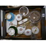 Mixed collection of items to include:mid century dressing table set, glassware,