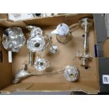 A collection of Silver plated vintage items including: epergne, model of pheasant, candlestick,