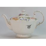 Paragon floral decorated Country Lane design Tea pot: height 16cm.