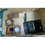 A collection of early scientific to include: voltage meter, cased Elliott Bros speed indicator,