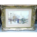 Framed Parisian Street Scene Print: 39cm x 29cm