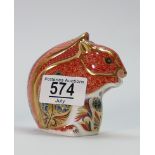 Royal Crown Derby Squirel Paperweight: gold stopper