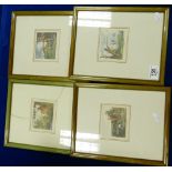A set of 18th century theme hunting prints in frames.