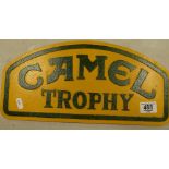 A reproduction camel trophy metal sign: length 39.