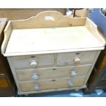 Victorian Pine Chest of Drawers with Splash Back: