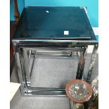 Glass & Chrome Nest of 3 Tables: width 50 cm x 50cm