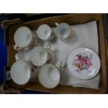 A collection of 19th Century Floral pottery: to include 6 Loving cups and 4 side plates