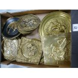 A large Collection of Brass Wall Plates & Plaques: