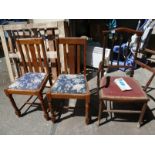 Arts & Crafts inspired arm chair: together with 2 later oak high back chairs(3)