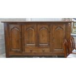 Very Large Quality Oak Television Cupboard / Side Board: 269 x 150 x 55cm