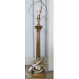20th Century Brass column table light:
