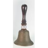 19th Century brass ships bell: height 34cm.