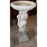 Concrete Large Cerub Design Bird Bath Garden Ornament: height 89cm