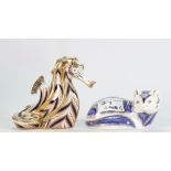 Royal Crown Derby Seconds Paperweights: Sea Horse and Arctic Fox(2)