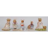 Royal Doulton Brambley Hedge figures: Pebble with Boat, Poppy Eyebright, Lady Woodhouse,