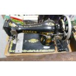 Singer Hand Crank Cased Sewing Machine: