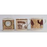 Wedgwood Clio Small Mantle Clock: together with 2 similar china mugs(3)