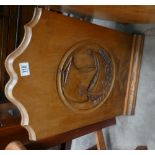 Craftsman Made Oak Small Fire screen: with carved long boat decoration