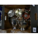 A collection of Silver plated vintage items including: tea service