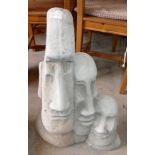 Concrete Stone Heads Garden Ornament: height 56cm