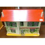 English Made 1960's Dolls House: with plastic moulded furniture & figures
