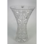 Large cut glass crystal flower vase: height 36cm