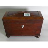 Mahogany Victorian Inlaid Tea Caddy: