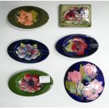 Four Walter Moorcroft Oval Ashtrays : Anemone,