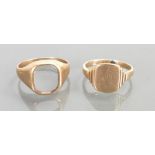 2 x 9ct gold gents rings: Gross weight 8.5g, both at fault.