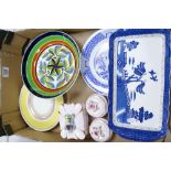 A mixed collection of items to include: Booths Real Old Willow Patterned tray,