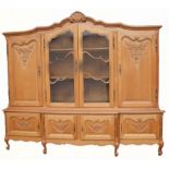 1930s carved Belgian oak display cabinet: on carved base.