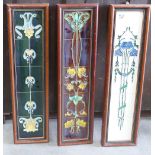 A series of 3 Art Nouveau Framed Tube lined Tile Sets(3)